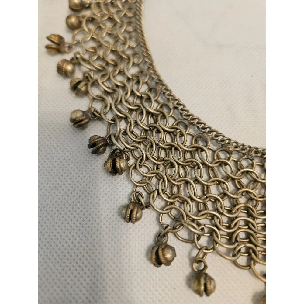 Bell Choker Necklace Statement Chainmail Bib‎ Festival Tribal Jewelry